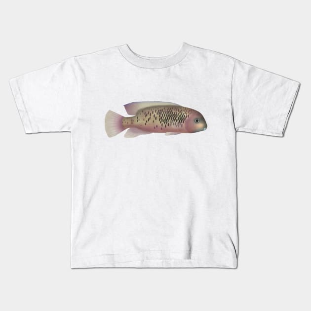 Sarabia Cichlid Kids T-Shirt by FishFolkArt